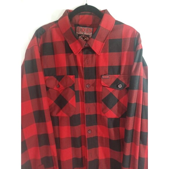 Dixxon Shirt Mens 2x Red Black Buffalo Plaid Button Up Redrum Flannel Lumber - Picture 3 of 11